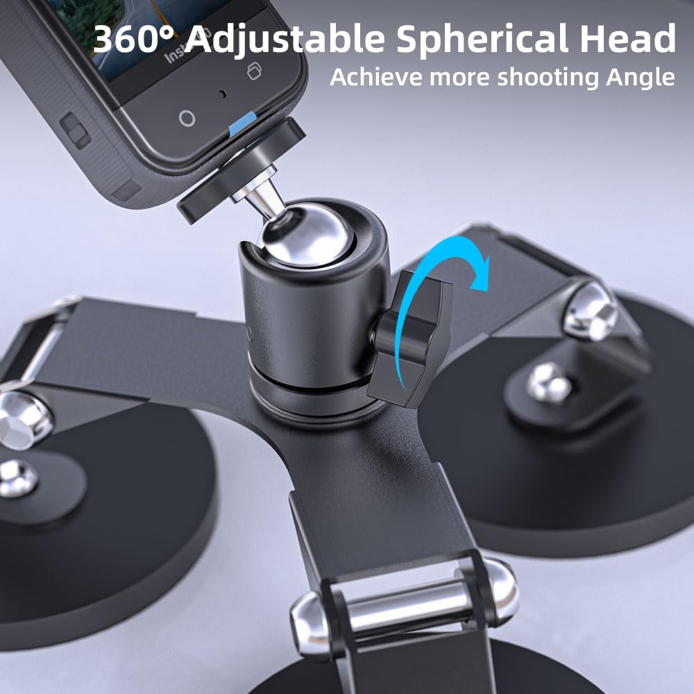Heavy Duty Magnetic Action Camera Mount for GoPro 13/12/11/10, Heavy Duty Metal Car Magnetic Camera Mount with 360° Tripod Ball Head Compatible