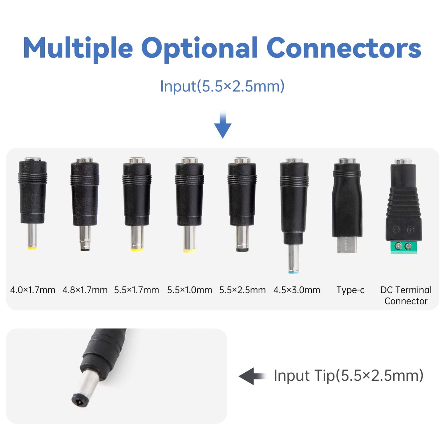 HZHFCB 3V-24V 3A 72W Power Supply Adjustable DC from 3V to 24V Variable Universal Continuous AC/DC Adapter 100V-240V AC to DC Converter with 8 Tips.