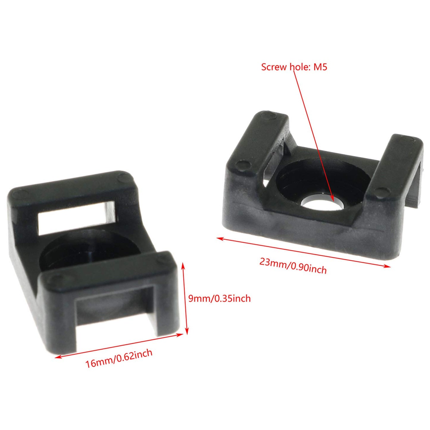 DGZZI Cable Tie Mount 100PCS 23 x 16 x 9mm Screw Type Saddle Shape Cradle Mounts Bases Clips Cable Holder Black
