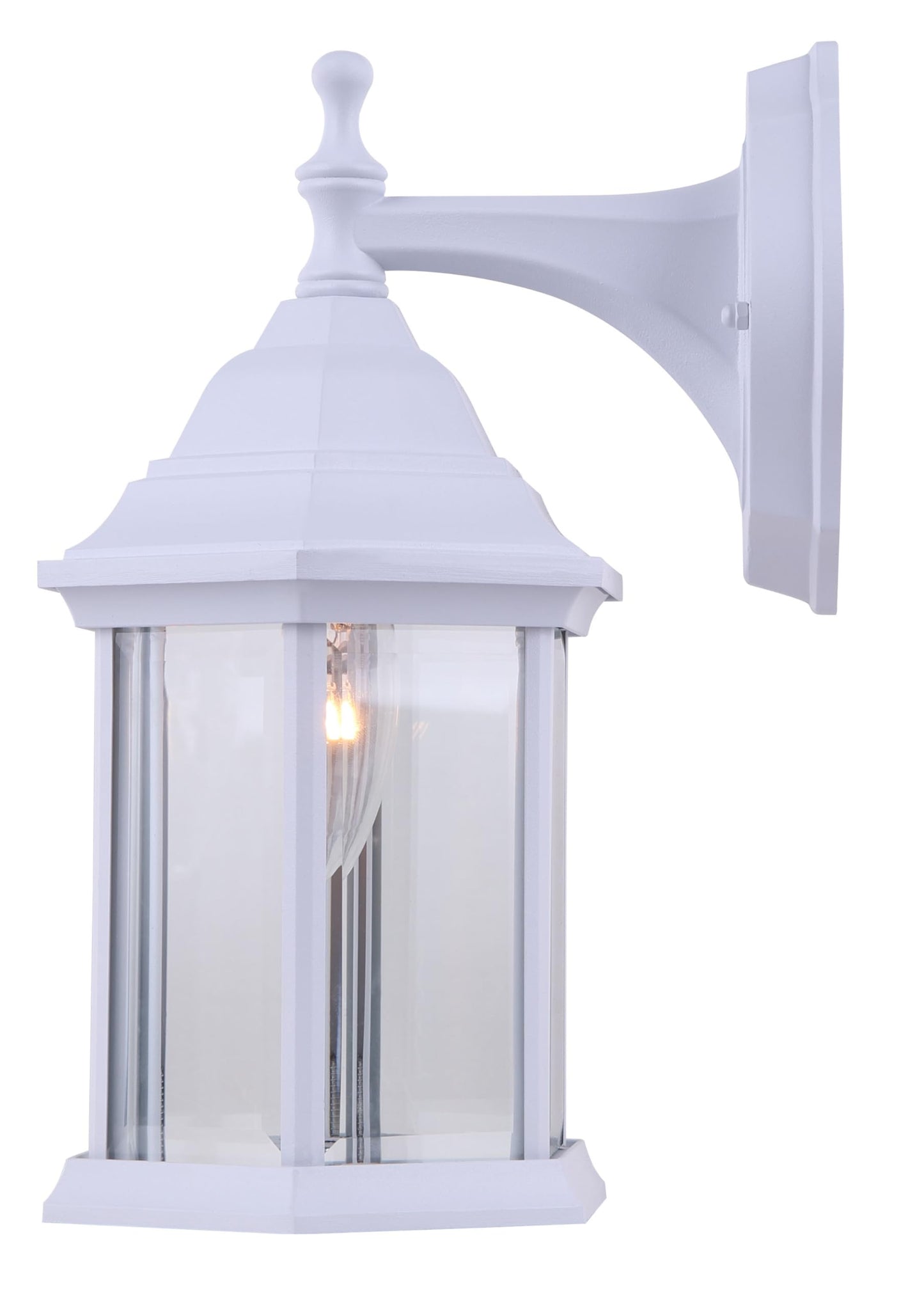 Canarm Classic 1-Light Outdoor Lantern, White Wall Mounted with Clear Beveled Glass Durable Weather-Resistant Outdoor Lighting for Patio, Porch