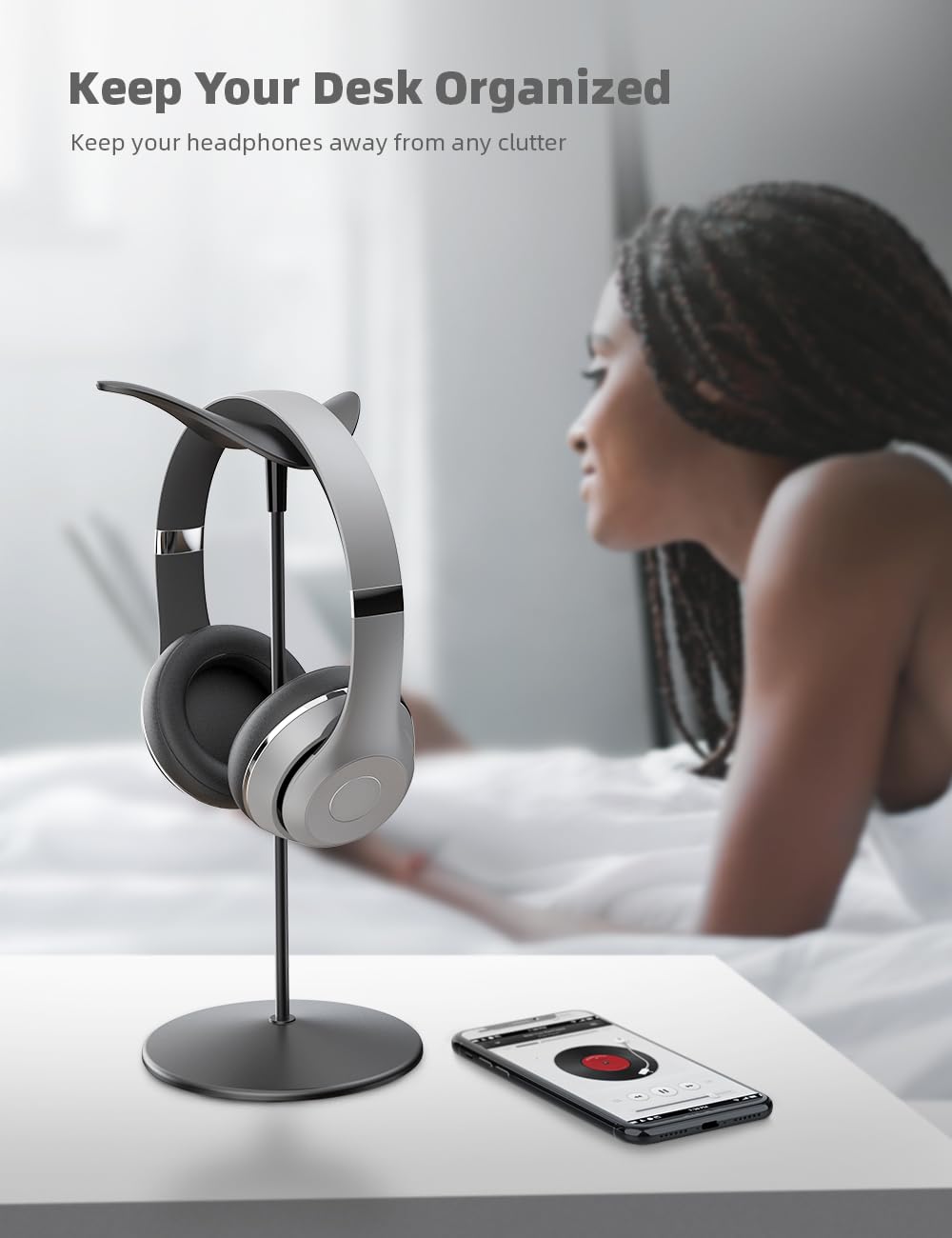 Lamicall Headphone Stand, Desktop Headset Holder - Desk Earphone Stand, for All Headsets Such as Airpods Max, HyperX Gaming Headphones, Beats, Senn
