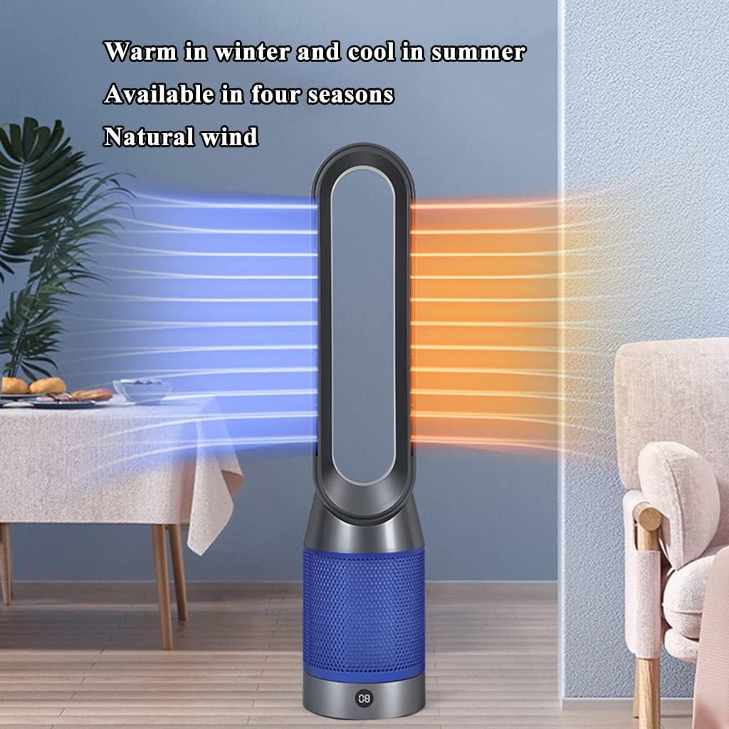 YWangQiang Standing Fan Bladeless Tower Fan, Cooling and Heating Dual-use Vertical Air Conditioning Fan, 80° Oscillating Fan with Remote Quiet (Gris
