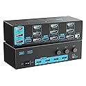 8K/4K KVM Switch 3 Monitors 3 Computers Triple Monitor 3 Port 2 Displayport 1.4 and HDMI 2.1 USB 3.0 KVM Switches, DP 1.4 Supports 8K@30Hz/4K@144Hz