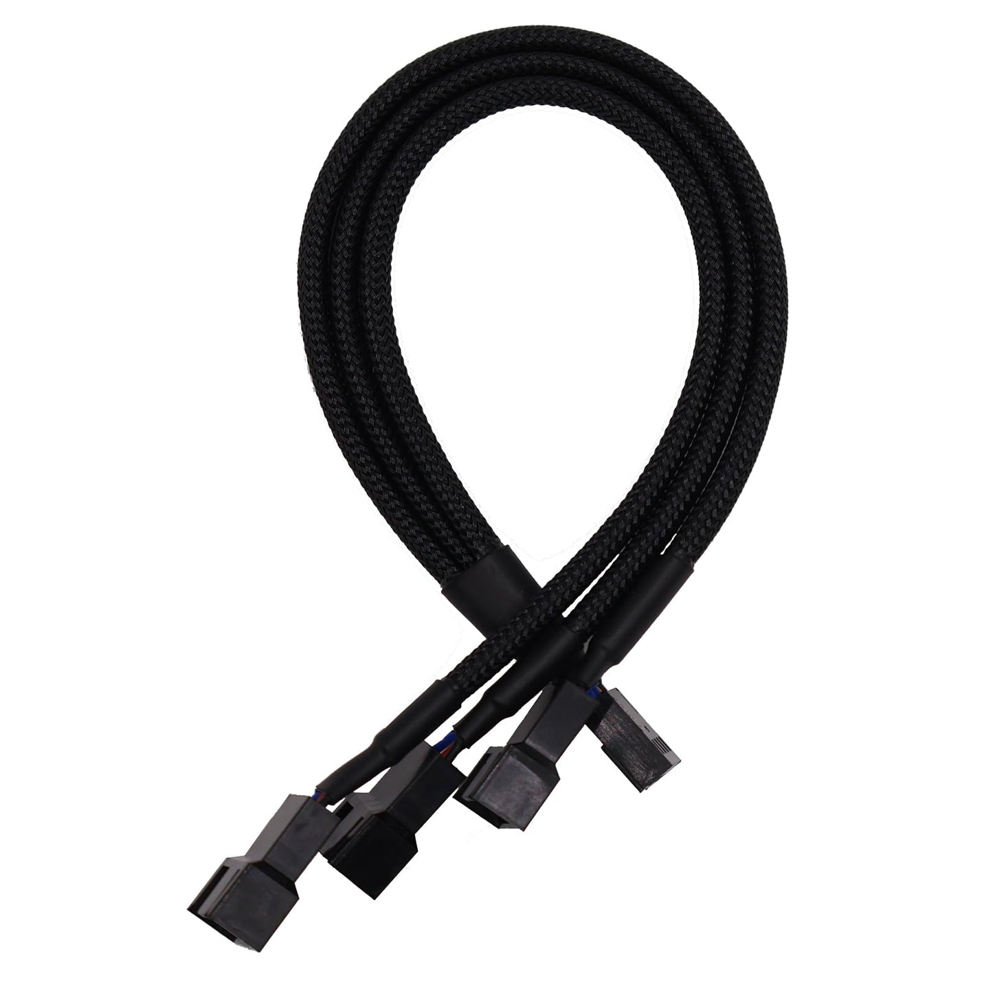 4 Pin PWM Fan Splitter Cable Black Sleeved Case Fan Braided Adapter Cable 1 to 3 Converter Y Splitter for Computer PC CPU Cooling Fan ATX Case