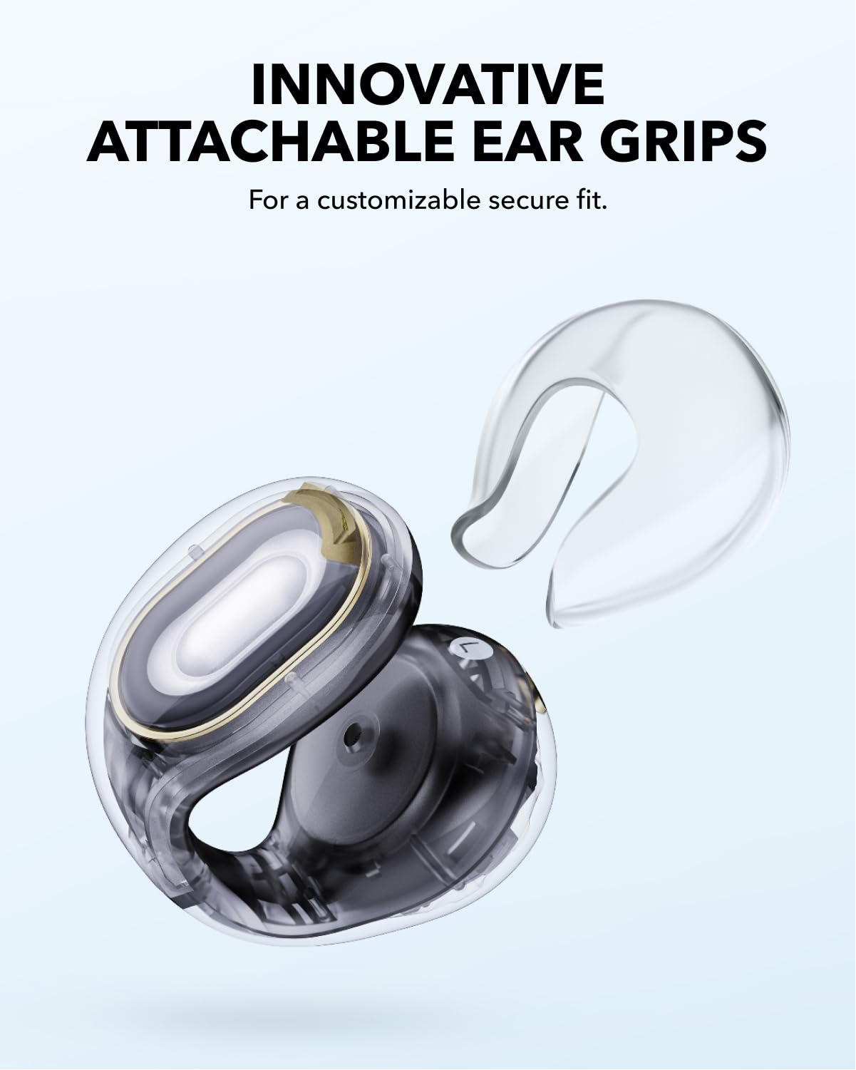 Soundcore C30i by Anker, Open-Ear Earbuds, Clip-On Headphones, Lightweight Comfort, Stable Fit, Firm-Shell Design, Attachable Ear Grips, Big Drivers
