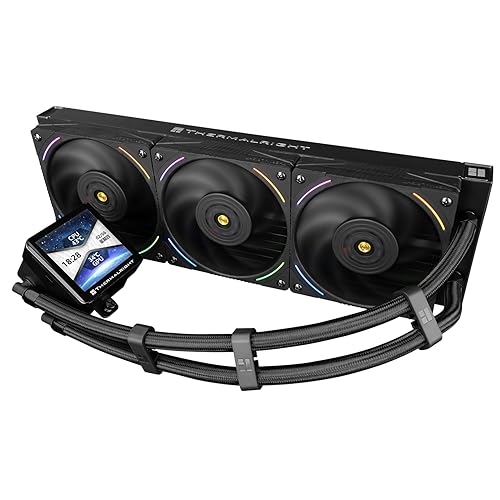 Thermalright Frozen Vision 360 ARGB Black V2 AIO CPU Water Cooler,360mm Liquid CPU Cooling,PWM Fans CPU Cooler for 2150RPM,2.88 inch IPS LCD Screen