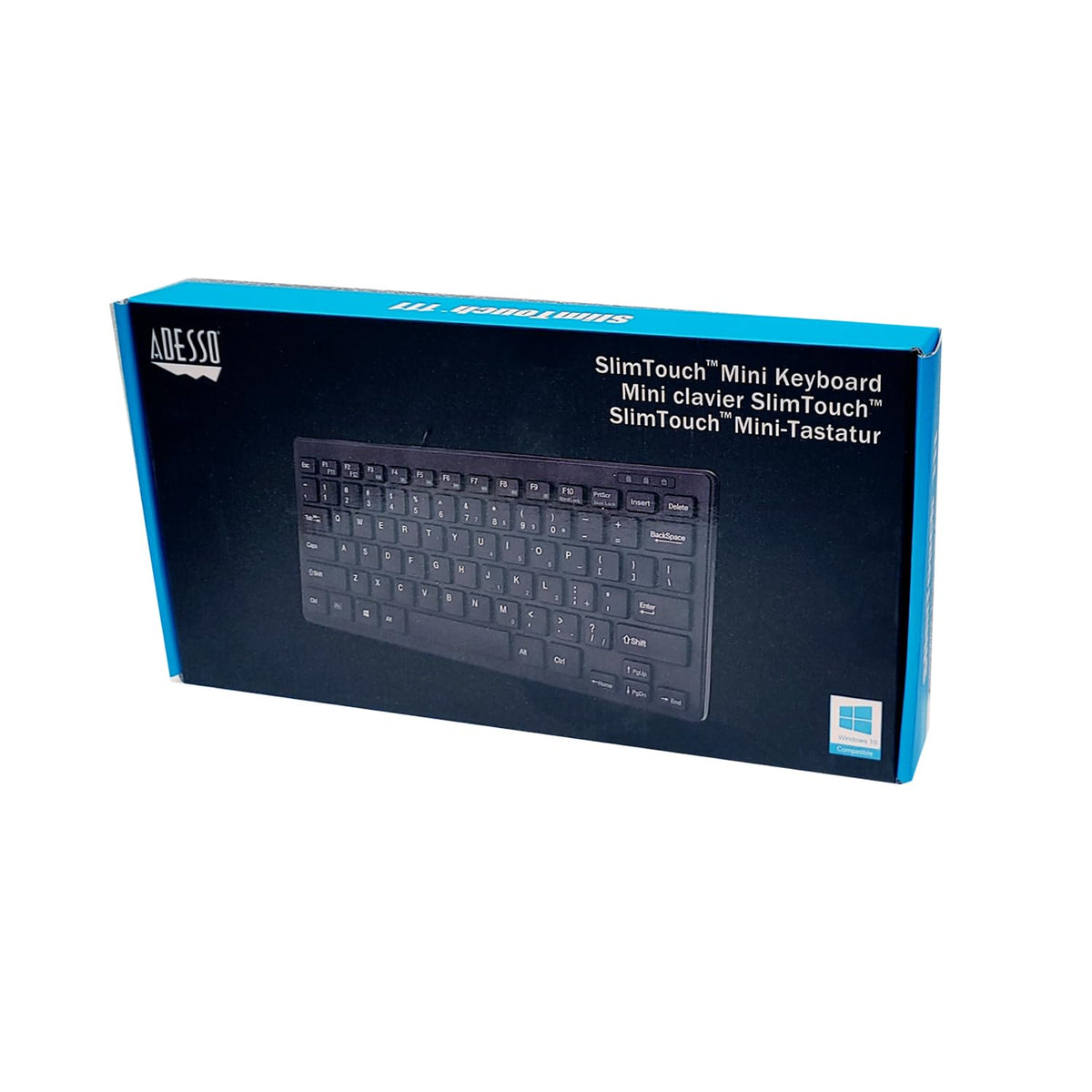 Adesso Natural Ergonomic AKB-111UB SlimTouch Mini Keyboard, Black