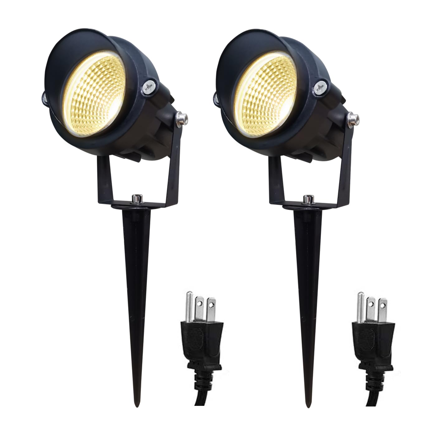 TOVEENEN LED Outdoor Landscape Spotlight 120V 12W Waterproof Spot Lights for Yard House Garden Christmas Lighting, 3000K Warm White, 2 Pack