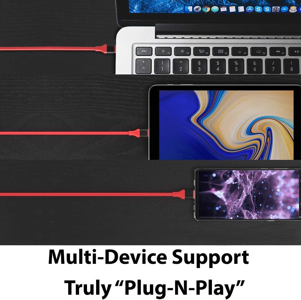 USB-C/PD 4k HDMI Cable Compatible with Microsoft Surface Book 2/Book 3/Pro X/Go 2/Pro 7 with Full 2160p@30Hz, 6Ft/2M Cable [Red, Thunderbolt 3