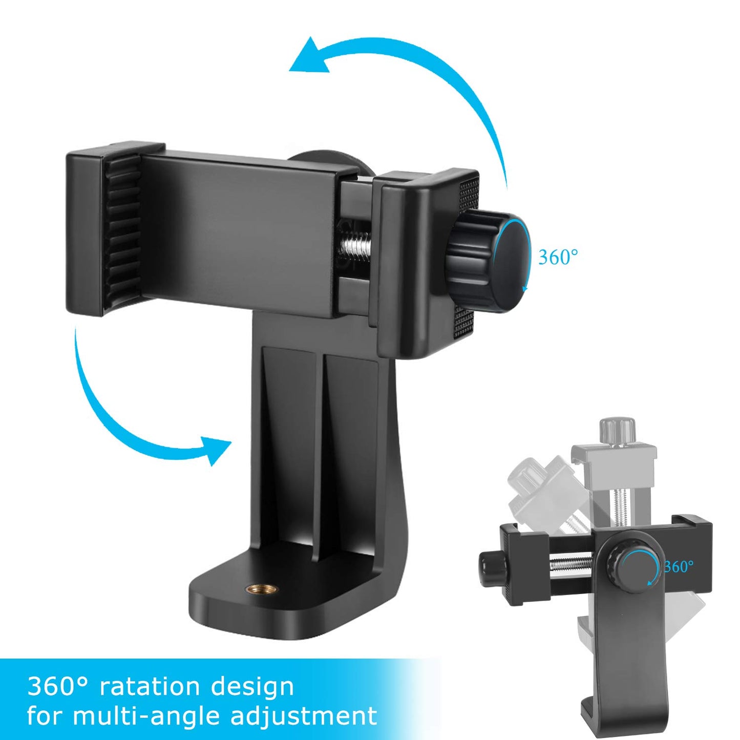 SharingMoment Premium Smartphone Holder/Vertical and Horizontal Tripod Mount Adapter Rotatable Bracket with 1/4 inch Screw/Adjustable Clip for iPhone
