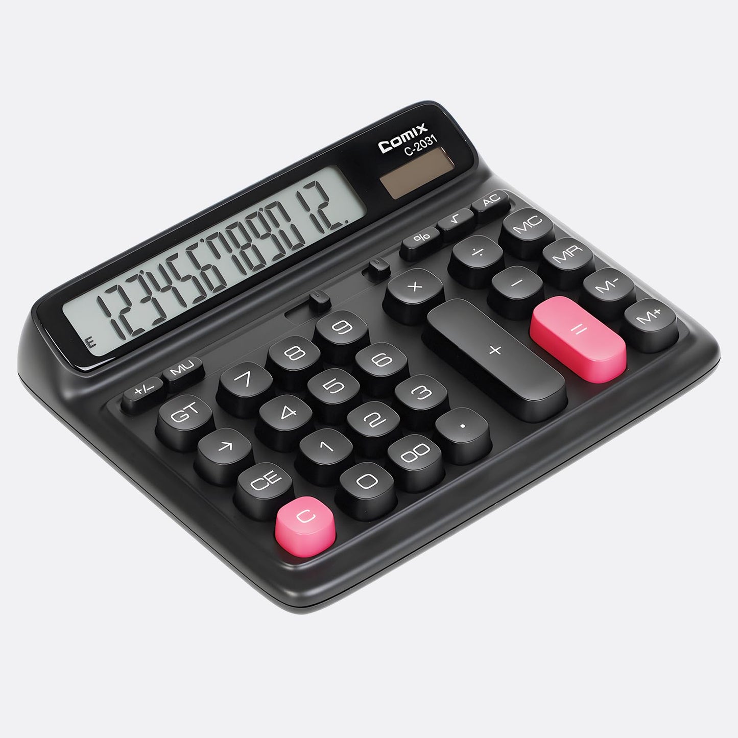 Comix Desk Calculator with 12 Digits Large LCD Display, Solar Battery Dual Power, Large Computer Keys Basic Calculator for Home Office School