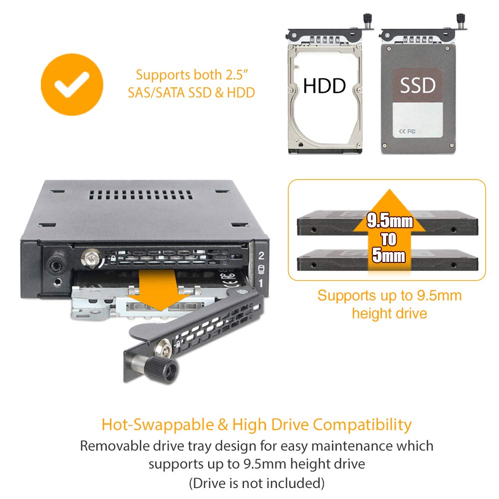 ICY DOCK Rugged Full Metal 2 x 2.5” SATA/SAS HDD & SSD Mobile Rack for External 3.5" Drive Bay with Key Lock & Thumb Screw Design | ToughArmor