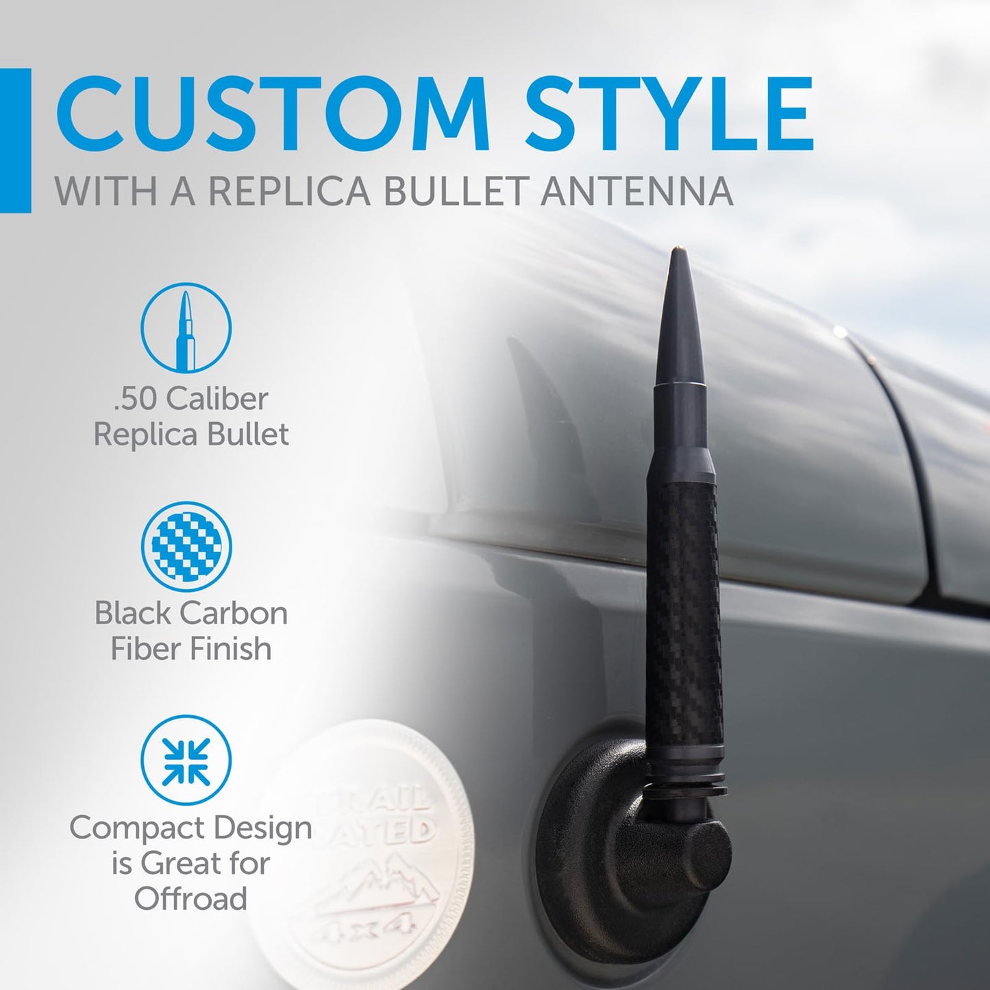 Proscenium PRO-Ammo Bullet Shaped Universal Vehicle Antenna Replacement, Black