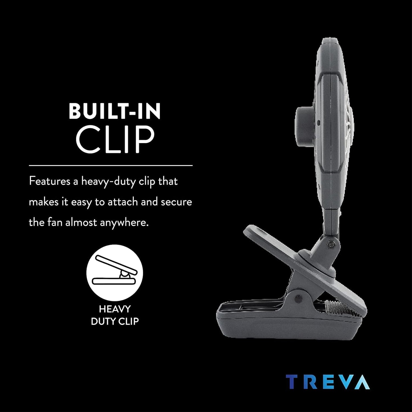 O2COOL Treva 5 in Battery & USB Powered Clip on Fan 2-Speed Grey 2-Pack