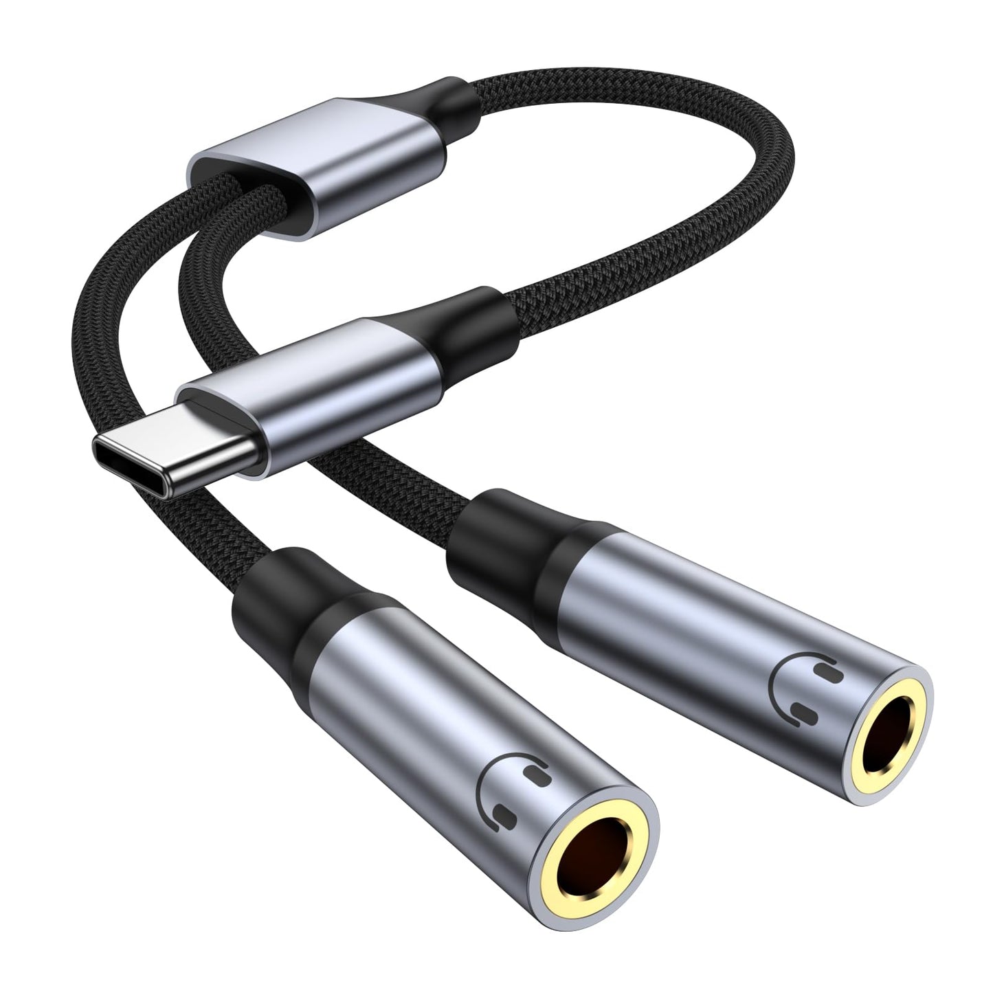 KAYQINHO USB C to Dual 3.5mm Female Headphone Splitter, Type C to Dual 3.5mm Female Aux Y Jack Splitter Headphone Microphone Adapter for iPhone 17 16