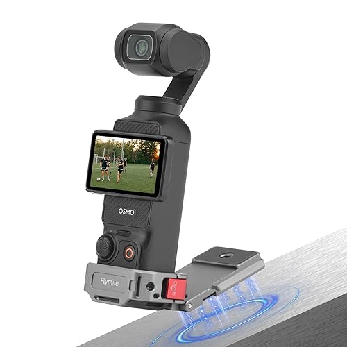 Flymile Pocket 3 Magnetic Mount, Magnet Expansion Adapter Holder with Cold Shoe on Iron Fence etc, Aluminum Alloy Magnetic Mount Stand for DJI Osmo