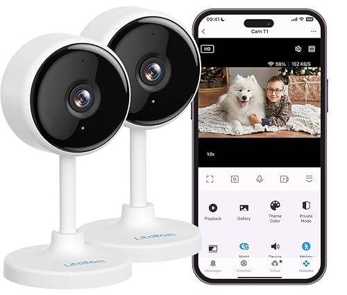litokam Indoor Cameras for Home Security with Night Vision, Pet Camera with Phone App, WiFi Home Security Camara, Baby Monitor Work with Alexa, Motion