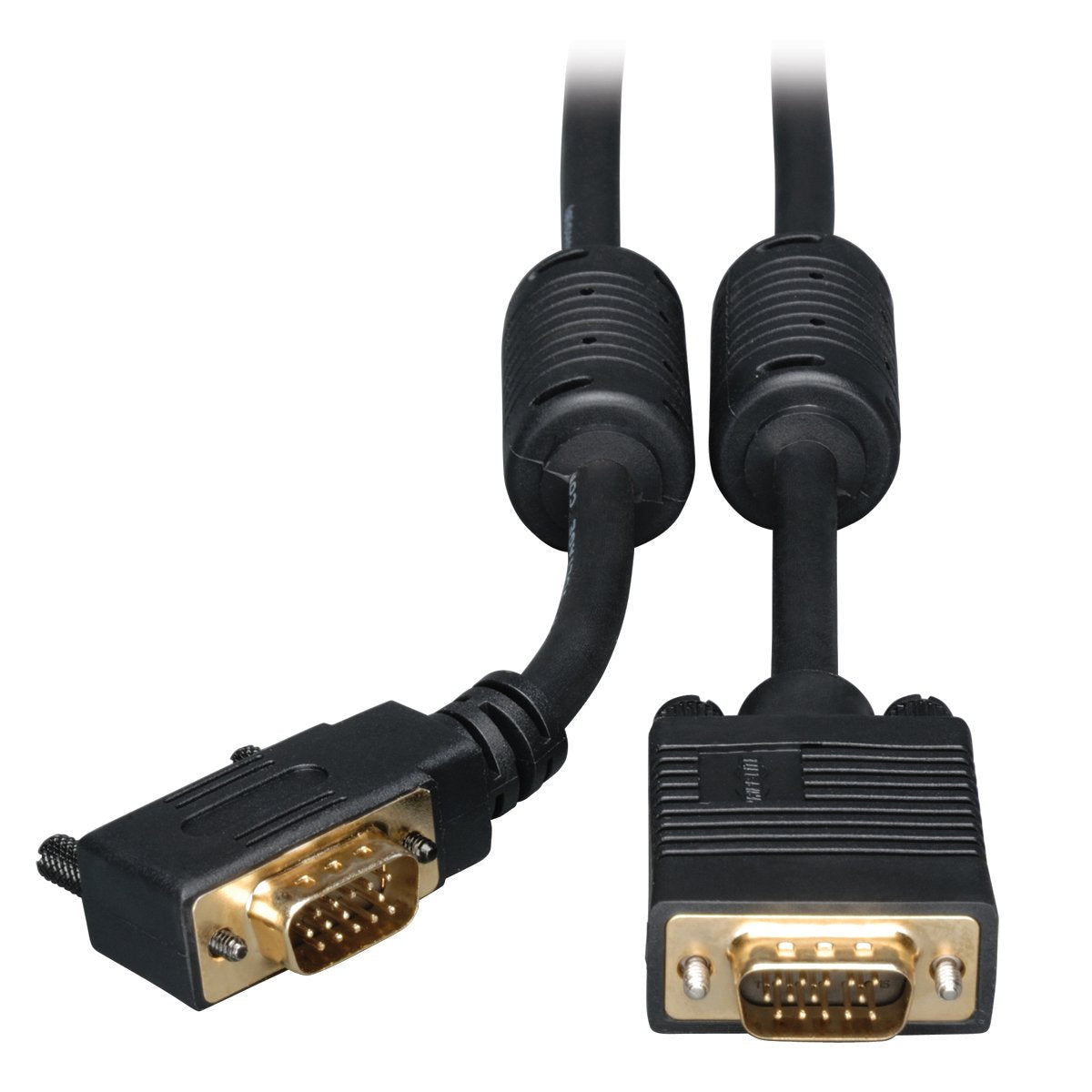 Tripp Lite VGA Coax Right Angle Monitor Cable High Resolution cable with RGB coax (HD15 M/M) , Black ,10-ft.(P502-010-RA)