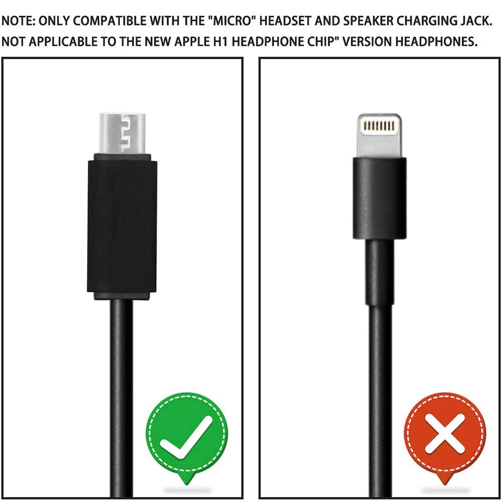icevein Replacement Micro USB Charging Charger Power Supply Cable Compatible with for Beats by Dr Dre Studio Solo Powerbeats 3 2.0 Wireless Headphone