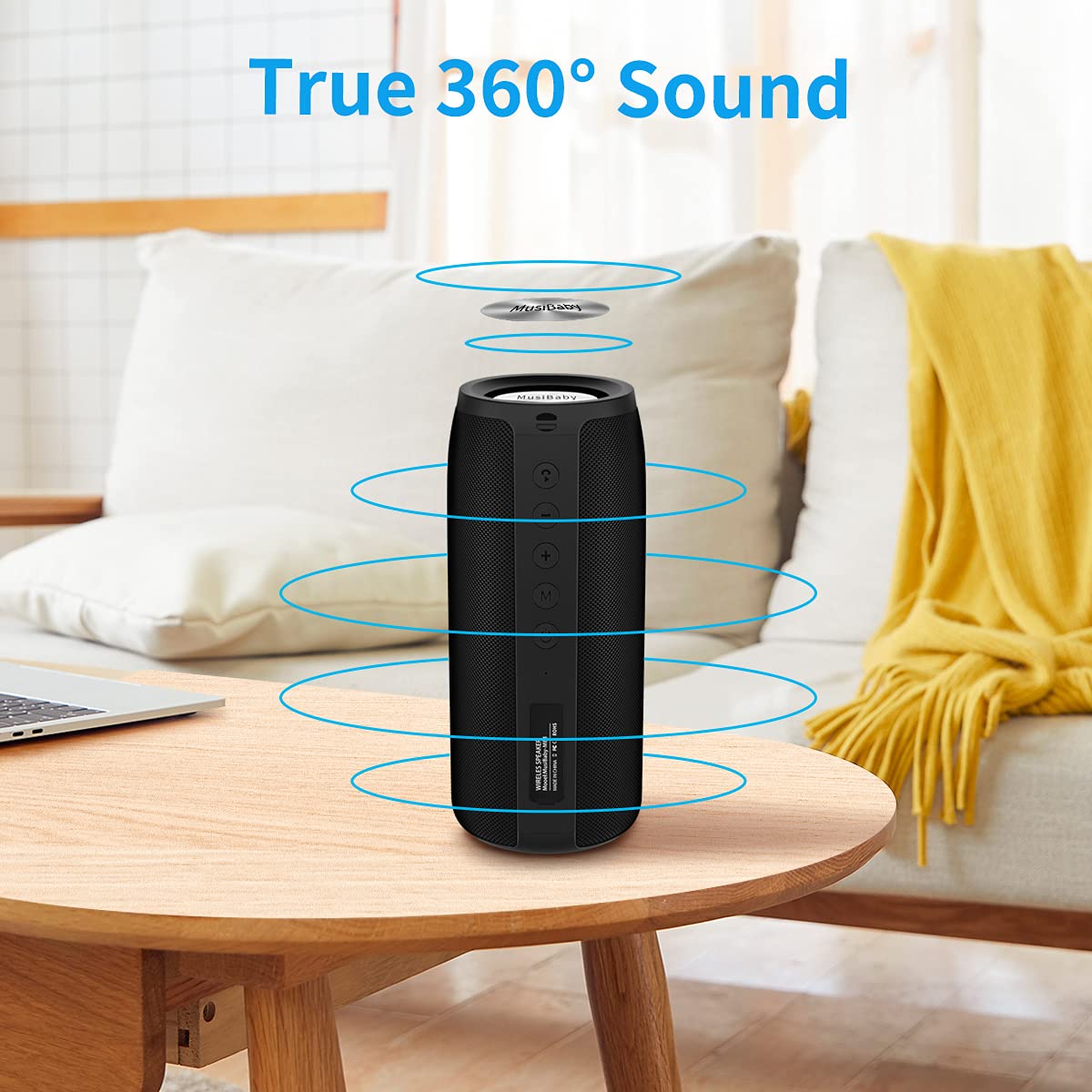 Bluetooth Speaker,MusiBaby M88 Speakers,Dual Pairing, Bluetooth 5.3,Loud Stereo Sound,Booming Bass,30H Playtime for Home& Outdoor Party,Beach,Portable