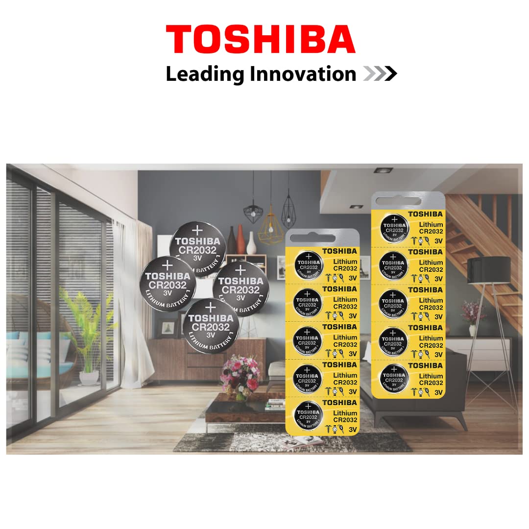 Toshiba CR2032 3 Volt Lithium Coin Battery (10 Batteries)
