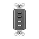 Legrand radiant TM8USB4BKCC6 Decorator Outlet Quad USB Charger, 4.2 Amp Multi Port Charging Station, Black (1 Count)