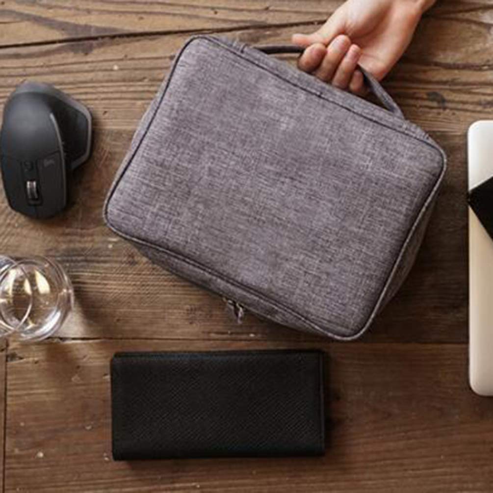 Hemobllo Electronics Accessories Organizer Portable Hard Drive Pouch Cord Case for Travel Grey