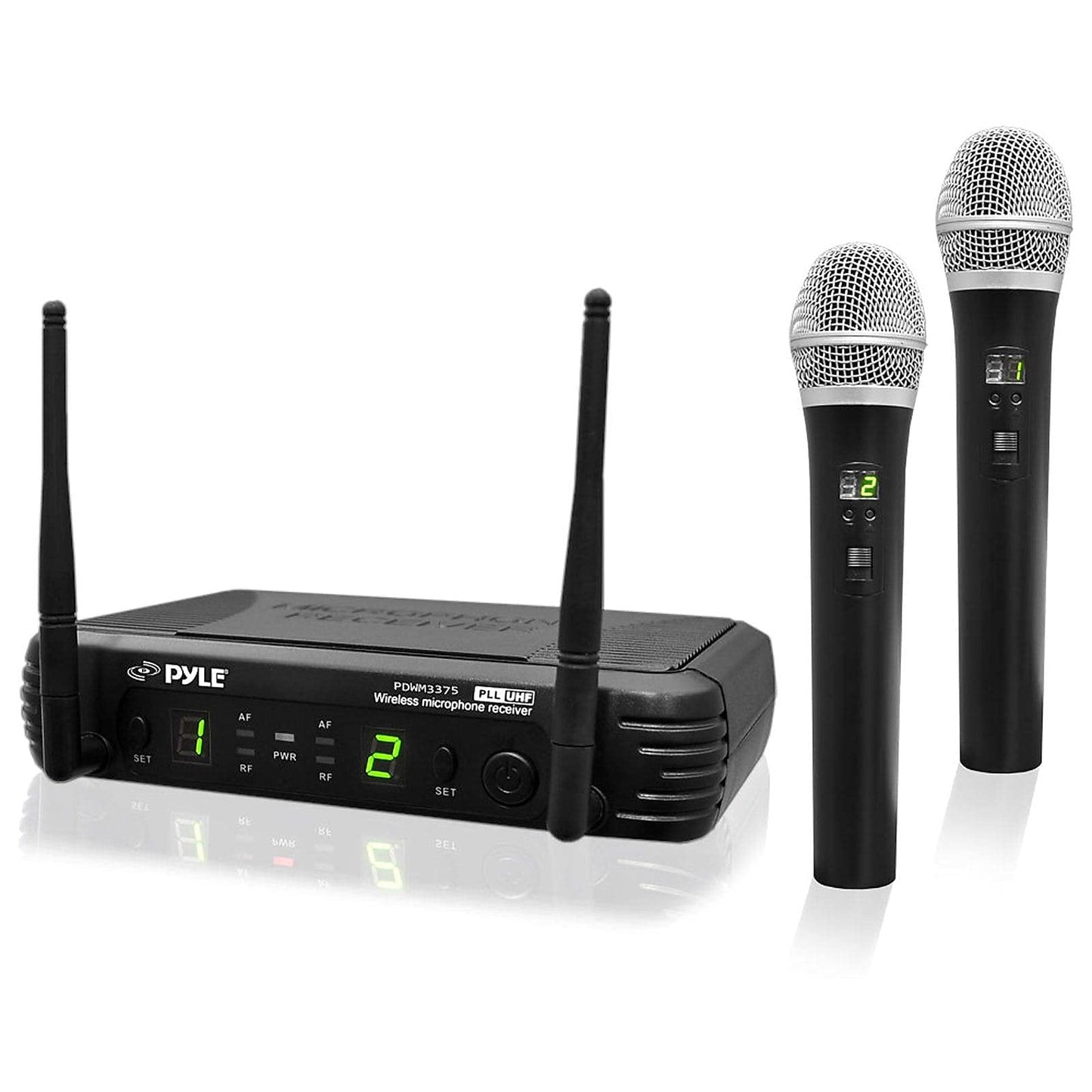 PYLE-PRO Professional Wireless Microphone System - Dual UHF Band, Wireless, Handheld, 2 MICS With 8 Selectable Frequency Channels, Independent Volume