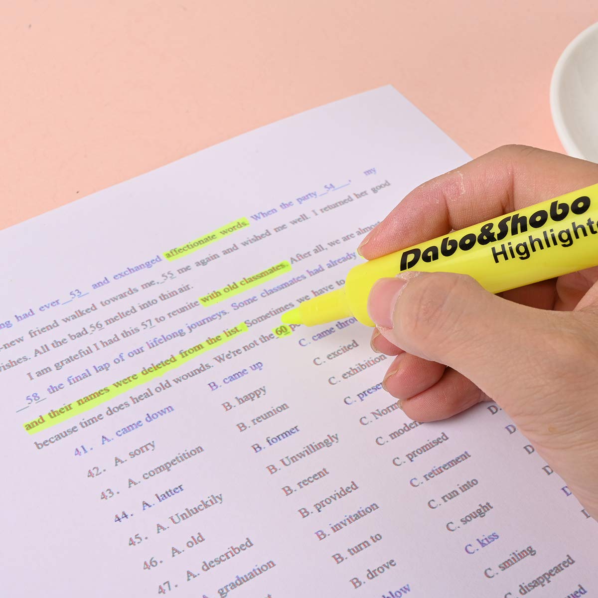 Dabo&Shobo Yellow highlighter, 48 Pack -bright color, chisel tip, for Adults Kids Highlighting in the Home School Office …