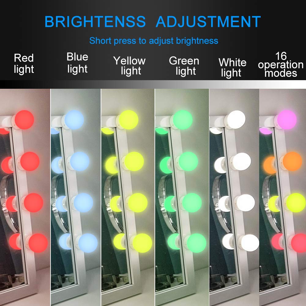SICCOO Vanity Lights for Mirror, 14-Bulb RGB Colorful DIY Hollywood Makeup Vanity Mirror Dimmable Lights
