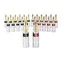 Sewell Silverback Banana Plugs, 24k Gold Dual Screw Lock Speaker Connector, 12 Pairs
