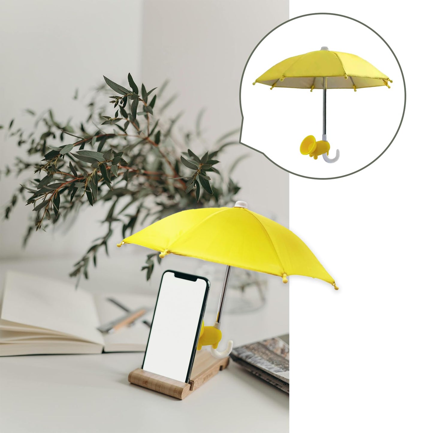 Wzttdm 6Pcs Phone Umbrella, Sun Shade with Suction Cup Stand, Outdoor Mobile Holder with Adjustable Piggy Suction Cup