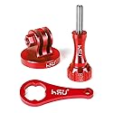 HSU Aluminum Tripod Mount Adapter for GoPro, Hero 12/11/10/9/8/7/6/5/4/3 Action Camera Monopod Mount with Thumbscrew (Red)
