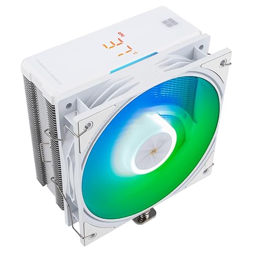 Thermalright Assassin X 120R Digital ARGB White CPU Cooler Air with 4X6mm HeatPipes, Digital Screen Top Cover,PWM Fan Heatsink CPU Cooler,151mm High