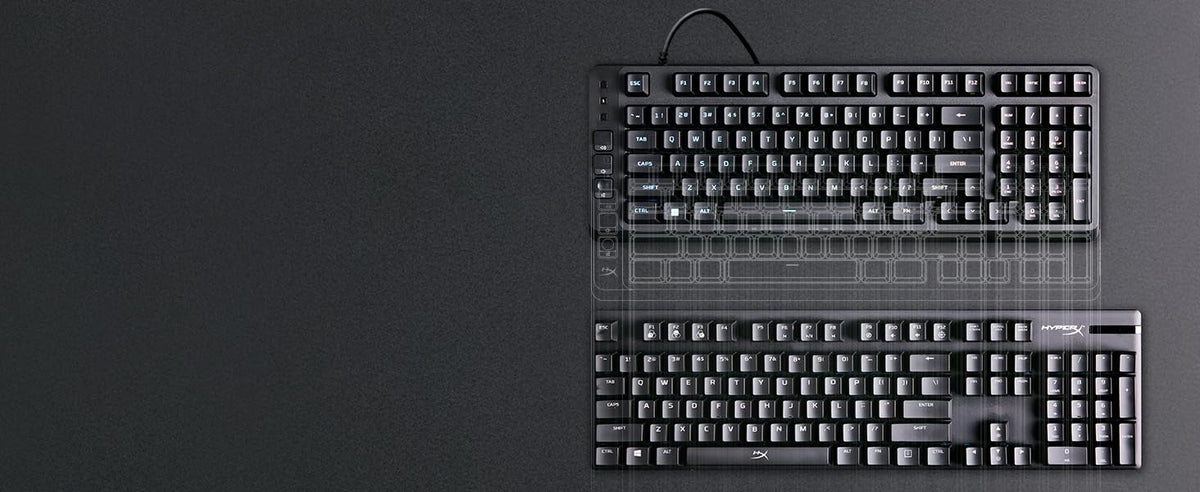 HyperX Eve 1800 - Gaming Keyboard, 1800 Form Factor,10 Zone Customizable RGB Lighting, Built-in Media Buttons, Membrane Switches, - Black