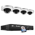PANOOB PoE Security Camera Systems 8 Channel NVR 2TB HDD, 4Pcs 5MP Wired IP Dome Cameras Outdoor Indoor w/Person Vehicle Detection, Built-in Mic IP67
