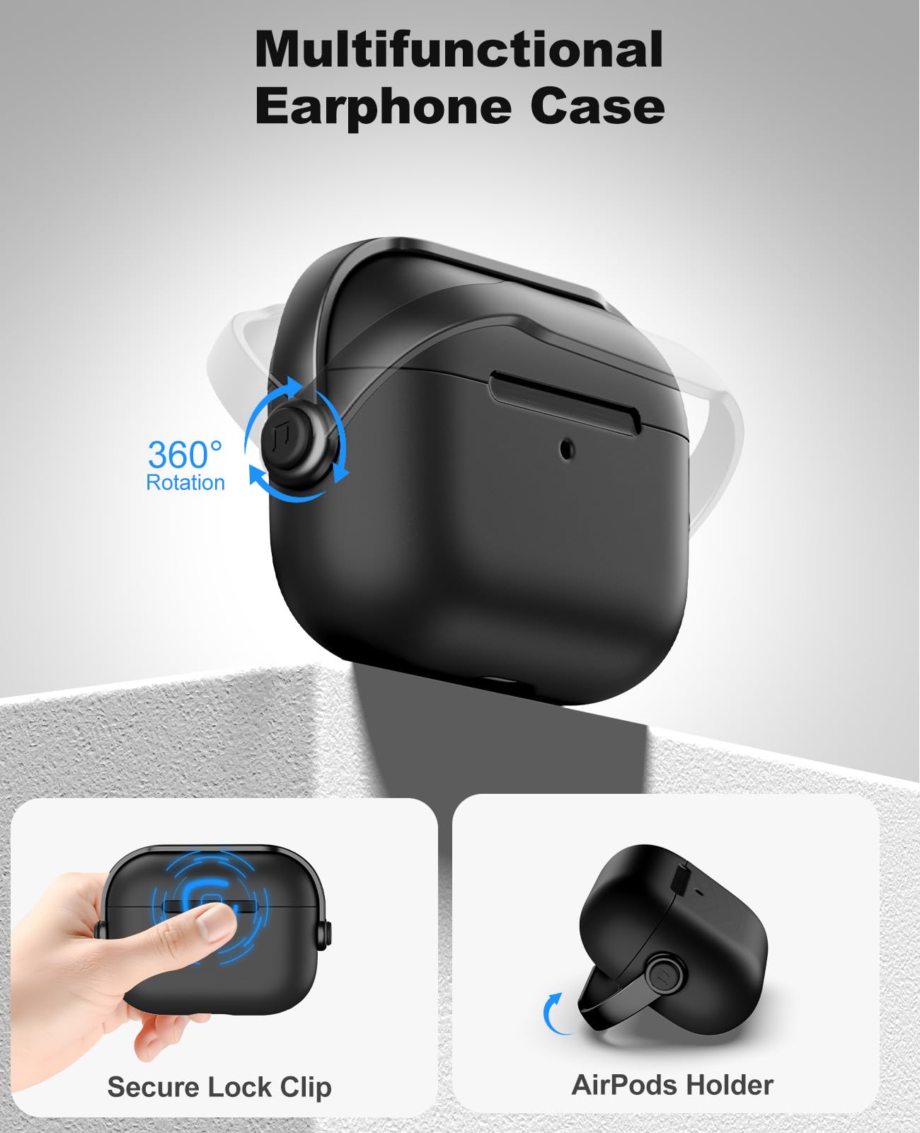 TiMOVO Case for AirPods Pro 3 (2025) with Secure Lock, Hard Shell, Shockproof, Music Headset Design Protective Cover for Apple AirPod Pro 3rd
