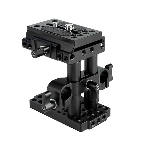 NICEYRIG 15mm Rail Riser Rig System Quick Release Base Kit with QR Plate 15mm Rod Riser Clamp Short Rods Applicable DSLR Camera