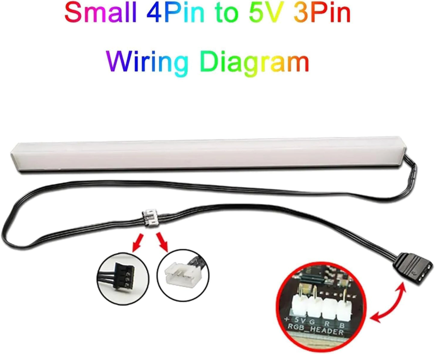 Seadiquiet 2Pcs Black 4 Pin to 5V 3 Pin Conversion Cable ARGB Splitter Extension Cable for Computer Chassis 4pin to 5V 3 Pin Converter ARGB Connector
