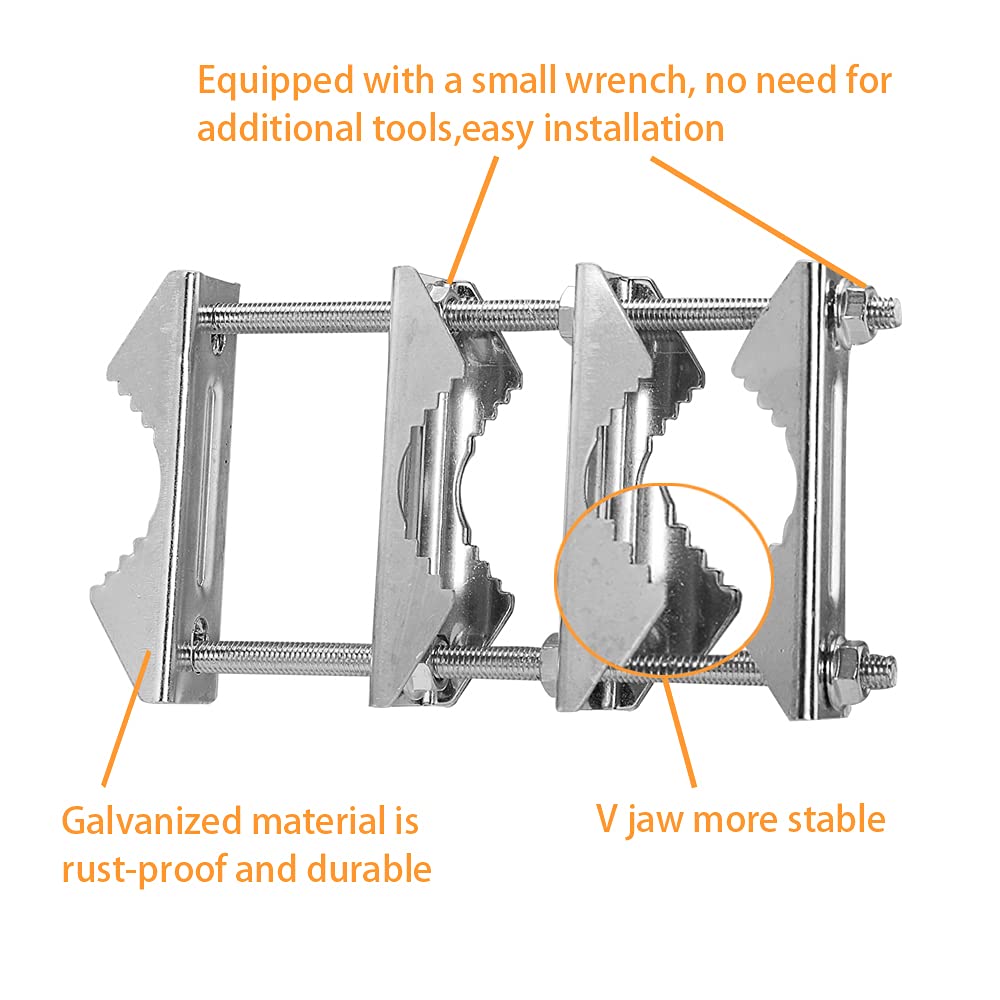 Double Antenna Mast Clamp V Jaw Block with Bolts Mast to Mast Clamp,Patio Umbrella Holder Heavy Duty Pole to Pole Mounting Bracket for WiFi Cellular