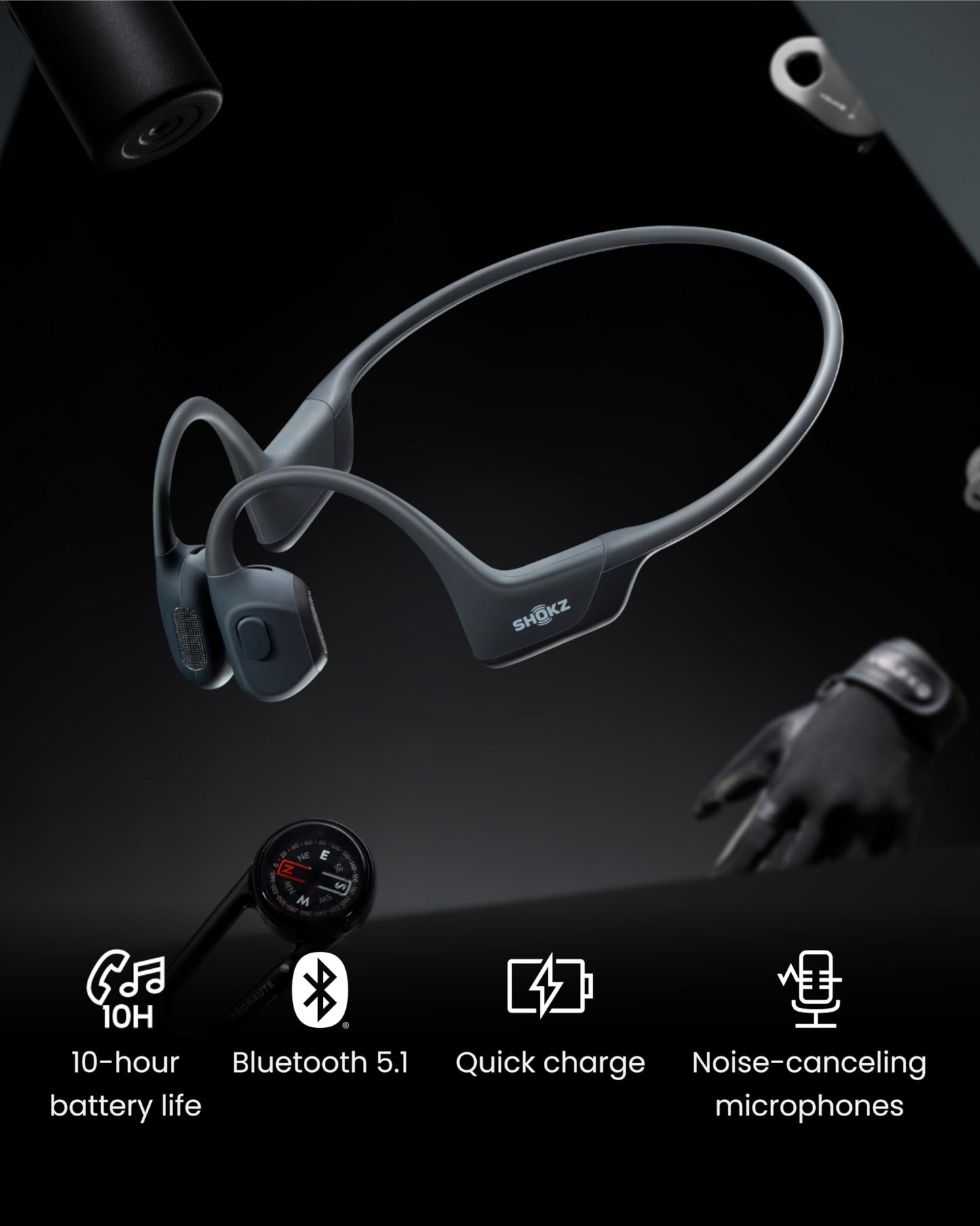 SHOKZ OpenRun Pro Mini - Premium Bone Conduction Open-Ear Bluetooth Sport Headphones (Renewed)
