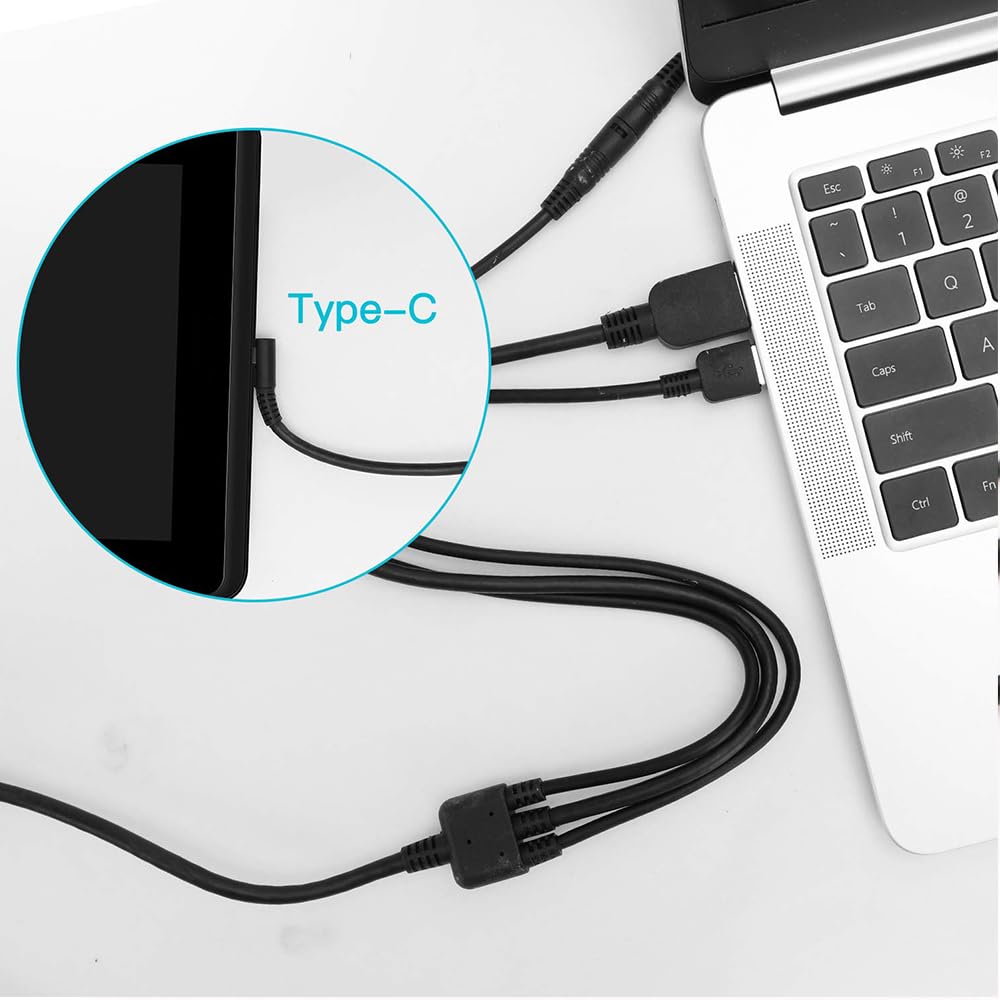 Spaseeba 3-in-1 Pen Display Cable CB01 Suitable for Graphics Drawing Tablet Monitor Kamvas Pro 12 / Pro13 / Pro16 with HDMI Power and USB Cables