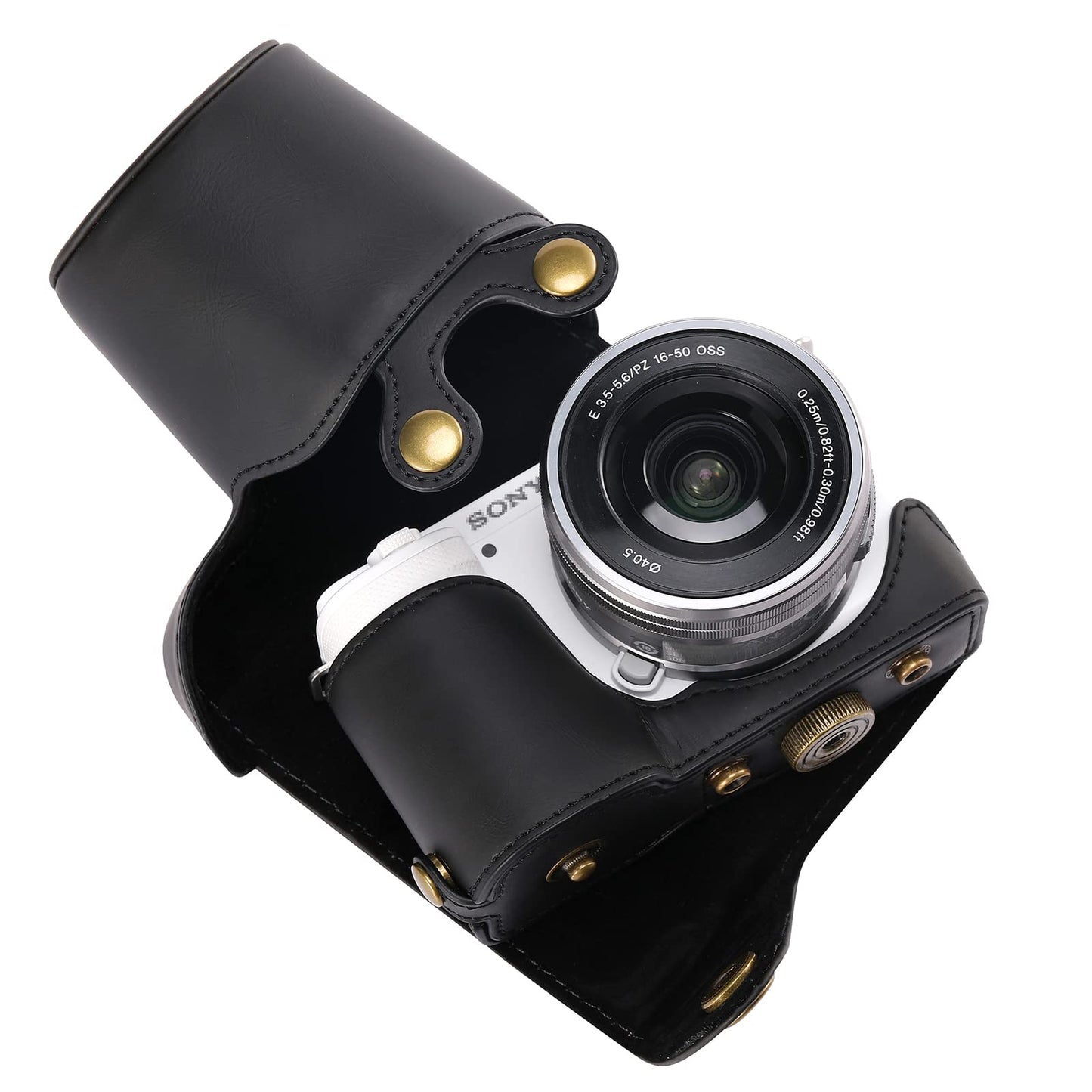 Hargedis XEVN for Sony ZV-E10 case,for Sony ZV-E10 case,Premium PU Full Body Leather Camera Case Bag for Sony Alpha ZV-E10 Fit 16-50mm Lens