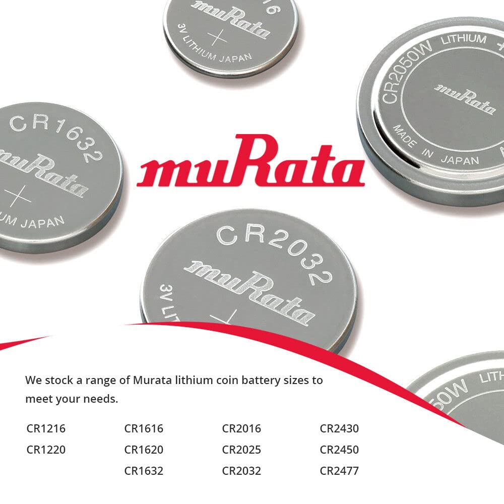 Murata CR2016 Battery 3V Lithium Coin Cell - Replaces Sony CR2016 (2 Batteries)