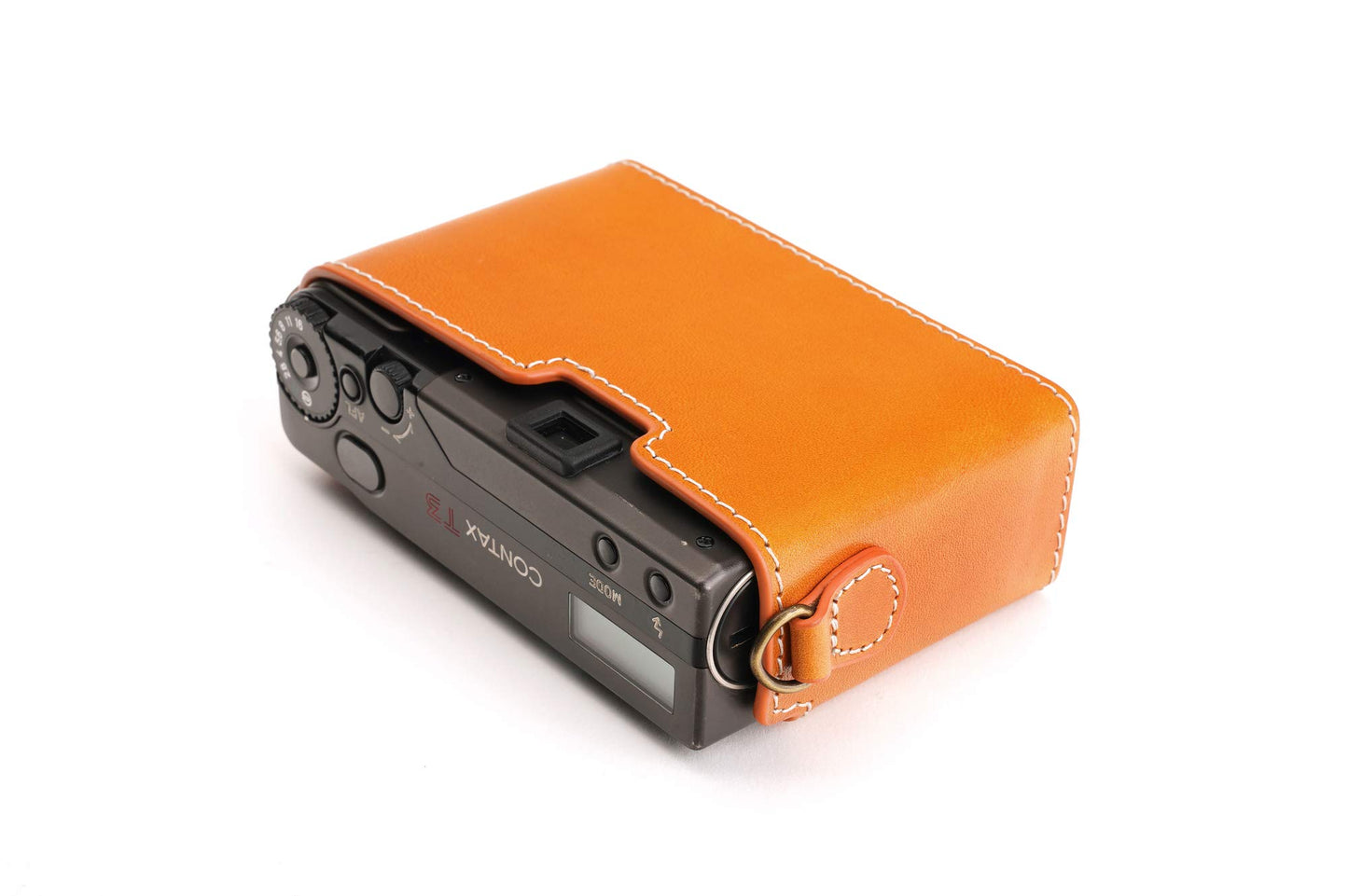 Contax T3 Case, BolinUS Handmade Genuine Real Leather Half Camera Case Bag Cover for Contax T3 Camera with Hand Strap (Yellow)