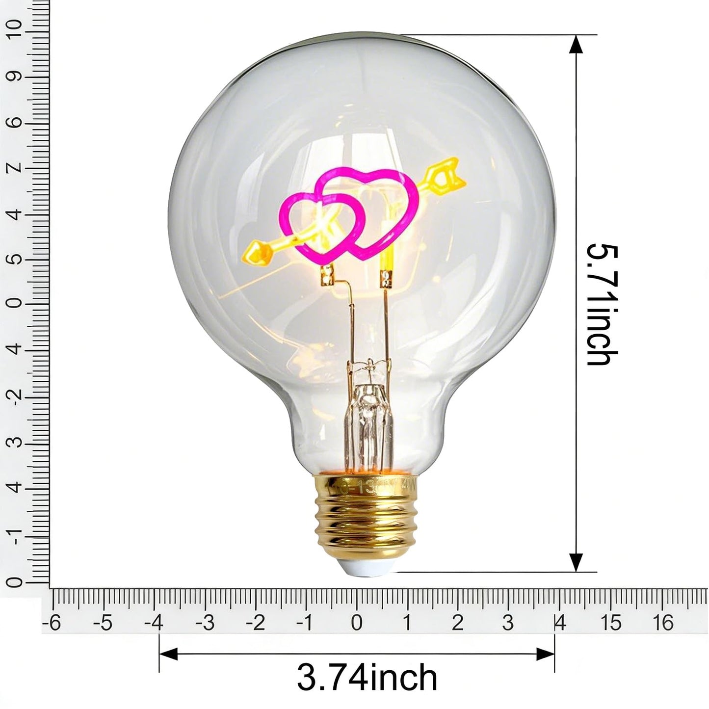 xinfulin Classic Edison LED Bulb G30, 3W (15W Equivalent), 150 Lumens, E26 Base, Dimmable, Cupid Heart Filament, Industrial Retro Decor, 110-130V