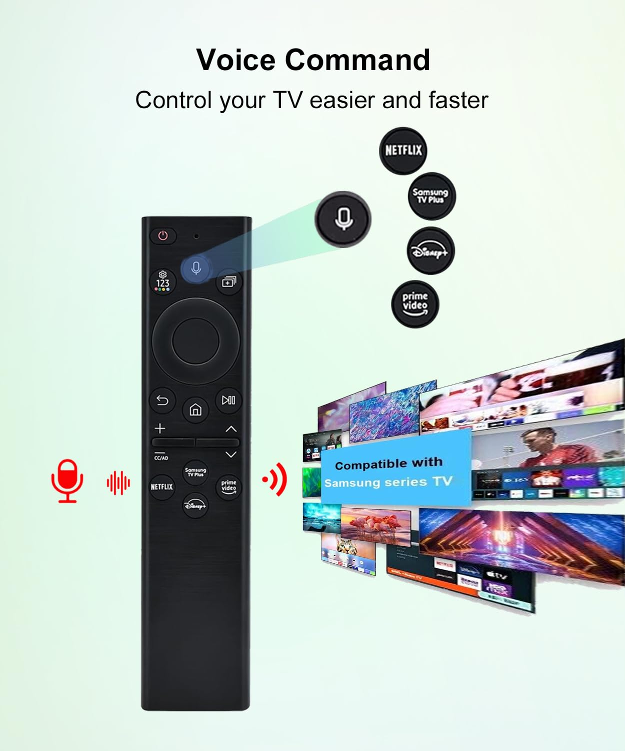 JISOWA Voice Remote Control for Samsung QN75Q60CAFXZA QN65QN95CAFXZA LS32BG652ENXGO QN65QN900CFXZA UN43CU8000FXZA QN55Q80BAFXZA QN50Q60AAFXZA