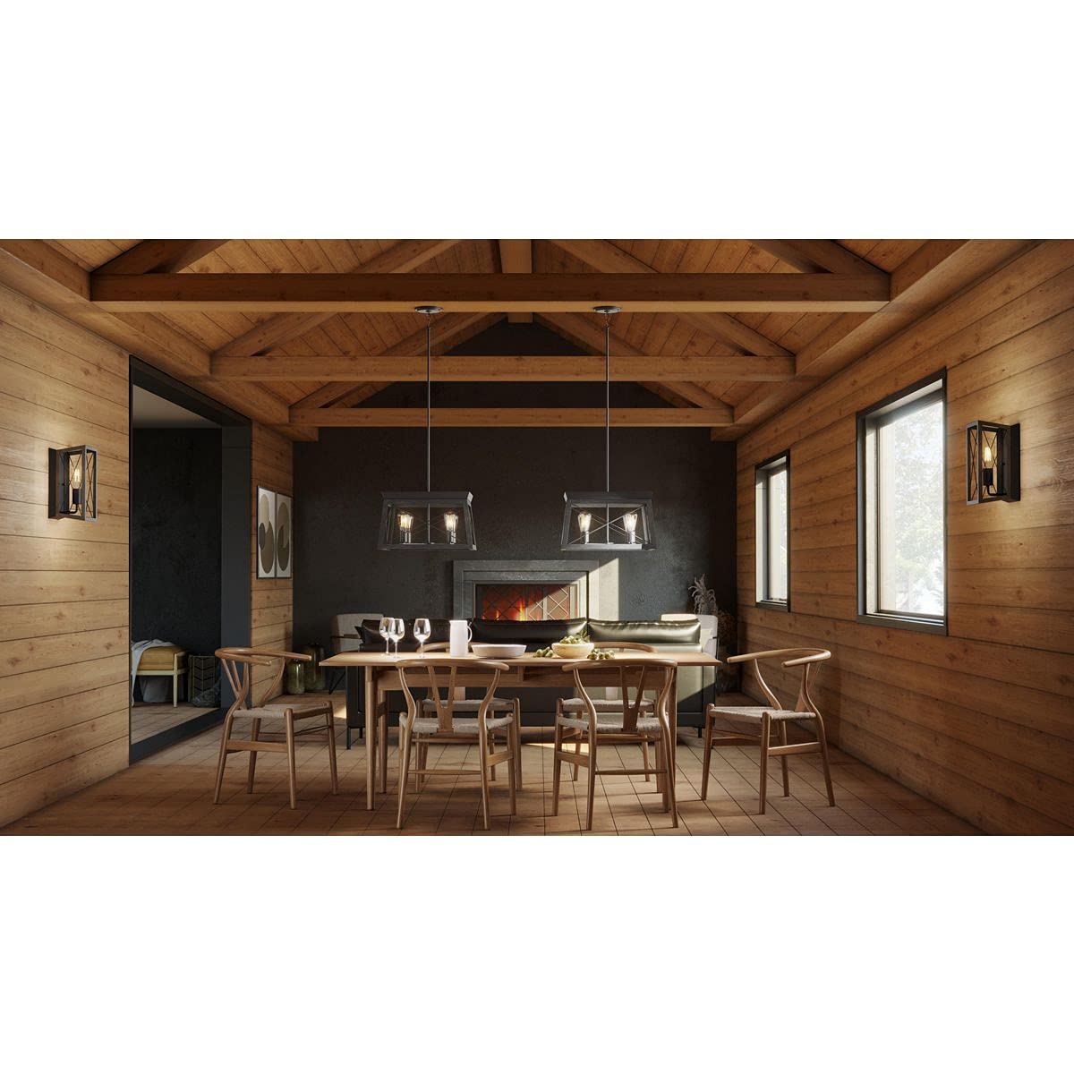Progress Lighting 1-Light Farmhouse Wall Sconce Light Cerused Black Oak, Briarwood Collection, Indoor, P710012-031, Textured Black