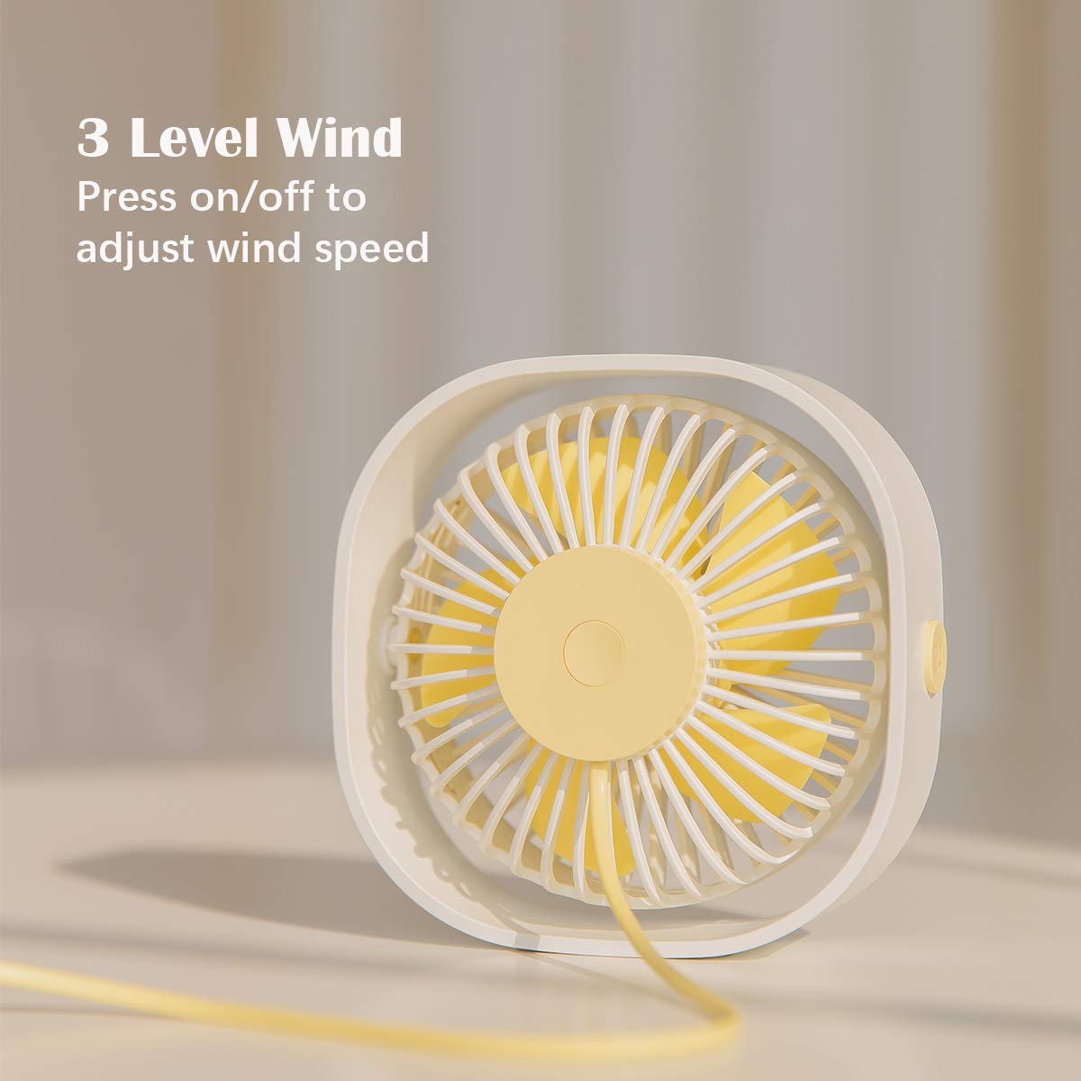 Small USB Desk Fan 3 Speeds Table Cooling Fan 360° Rotatable Untral Quiet for Home Ofiice Laptop (Pink)