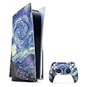 MightySkins Glossy Glitter Gaming Skin for PS5 / PlayStation 5 Bundle - Starry Night | Durable High-Gloss Glitter Finish | Easy to Apply and Change